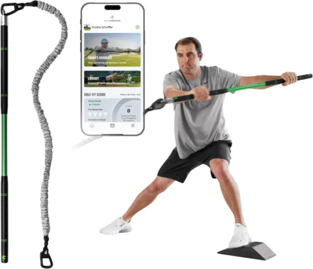 Swing Trainer Plus – Golf Fitness & Training System for Strength, Flexibility & Swing Power – Includes 1-Year Membership & Premium Training Bar for Golf-Specific Workouts