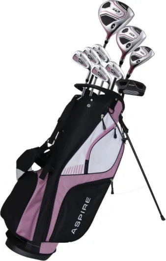 XD1 Womens Golf Clubs Full Set, Includes Driver, Fairway, Hybrid, 6-PW Irons, Putter, Stand Bag, 3 H/C's, Ultra-Light Graphite Shafts, Golf Clubs Women Right Handed, Comes in 3 Sizes, Pink Right Hand Tall Size +1"