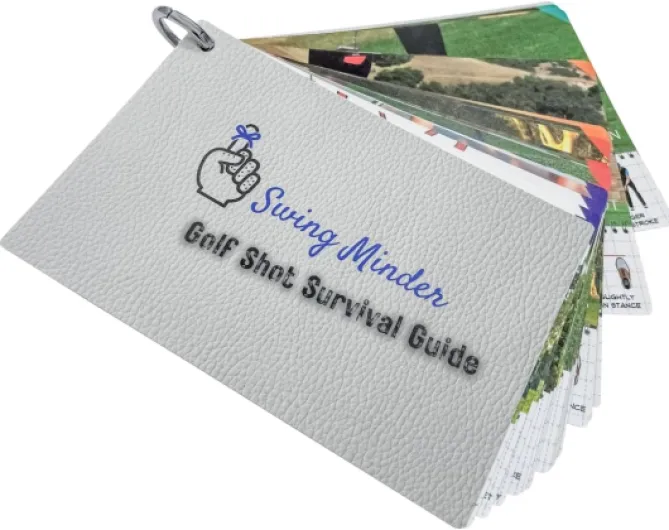 Swing Minder Golf Reference Cards - Step-by-Step Instructions for 33 of Golf's Hardest Shots - Ideal Golf Gifts for Men or Golf Bag Accessories - Waterproof PVC and Sturdy Carabiner for Easy Use Right