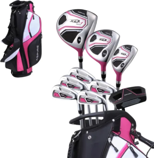 XD1 Womens Golf Clubs Full Set, Includes Driver, Fairway, Hybrid, 6-PW Irons, Putter, Stand Bag, 3 H/C's, Ultra-Light Graphite Shafts, Golf Clubs Women Right Handed, Comes in 3 Sizes, Pink Cherry Left Hand