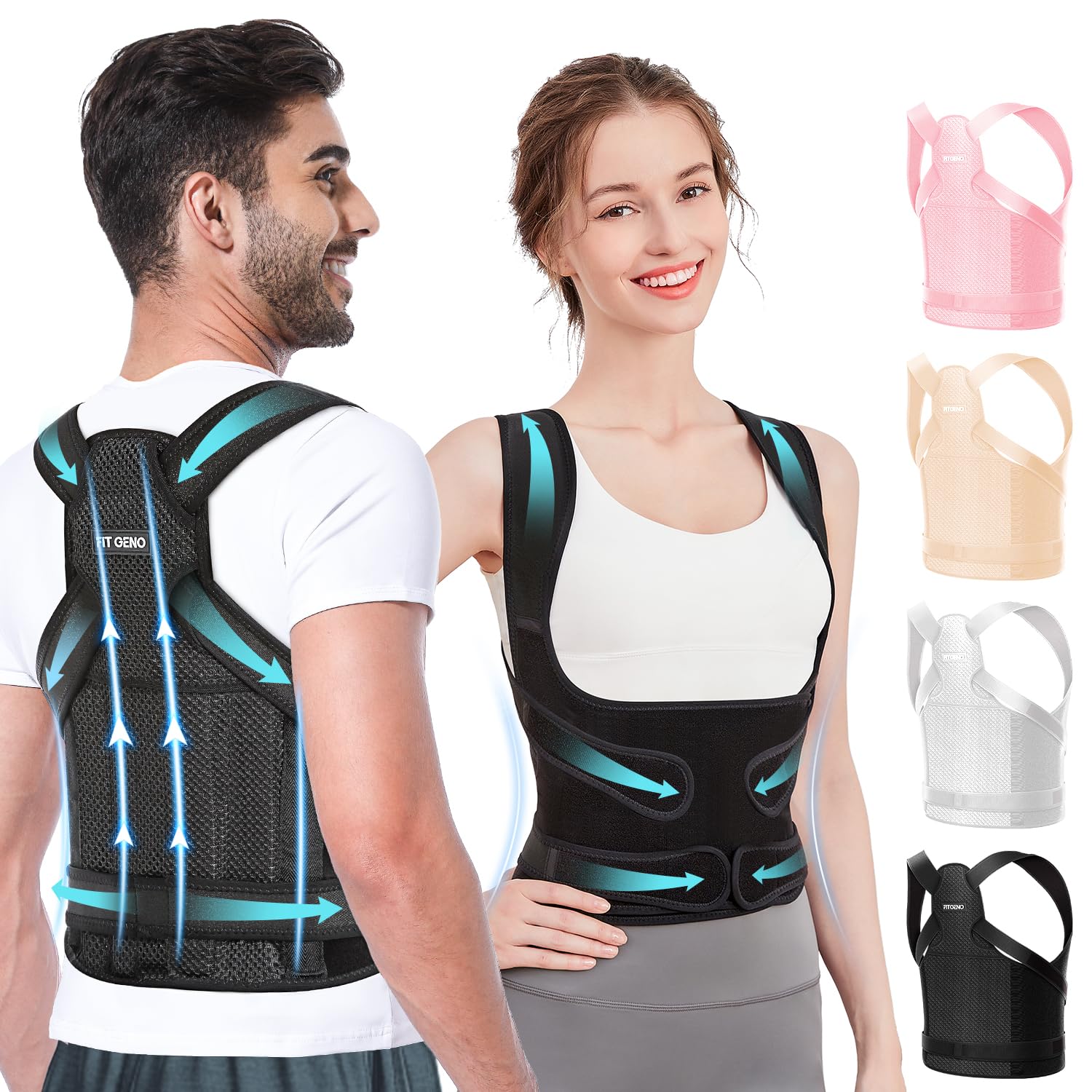 Back Brace Posture Corrector for Women and Men, Shoulder Straightener, Adjustable Full Back Support, Upper and Lower Back Pain Relief - Scoliosis, Hunchback, Hump, Thoracic, Spine Corrector Black Medium/Large