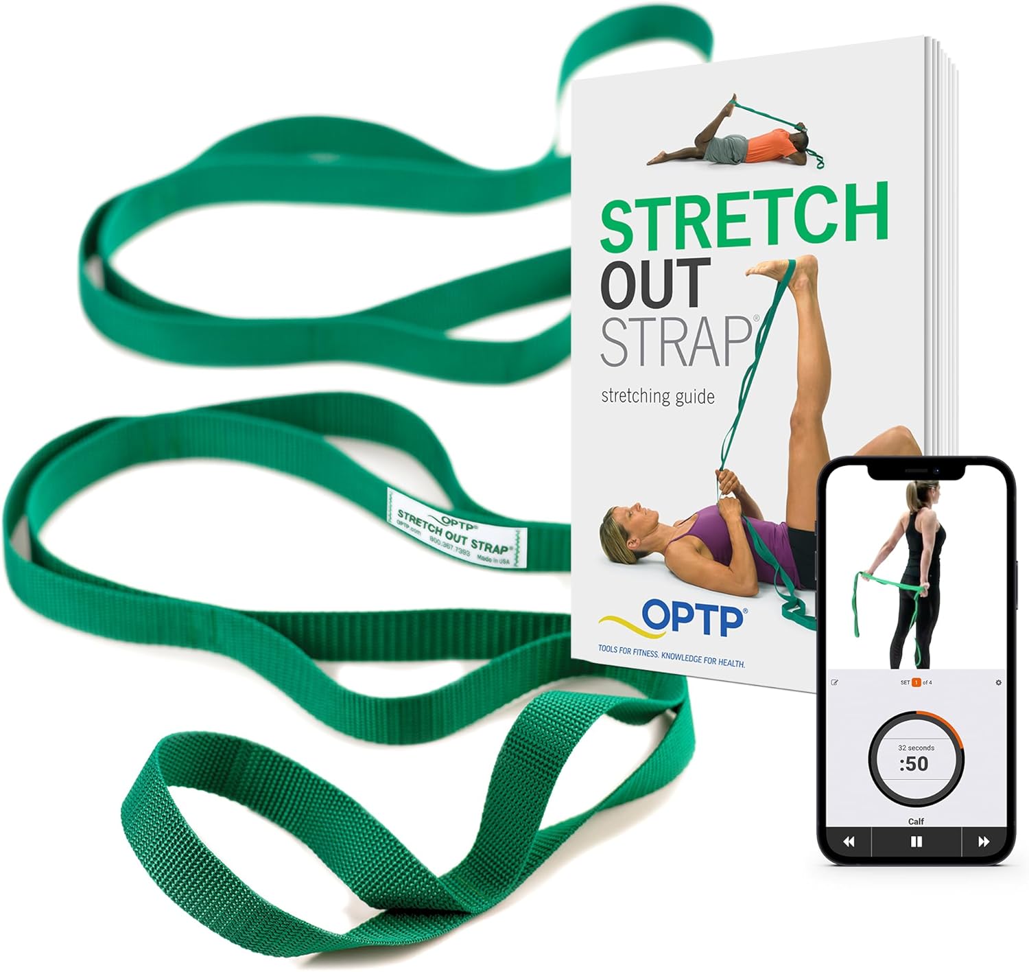 The Original Stretch Out Strap with Exercise Book, for Flexibility and Mobility Exercises - Stretch Out Straps for Physical Therapy, Yoga Stretching Strap and Knee Therapy Strap - Made in the USA