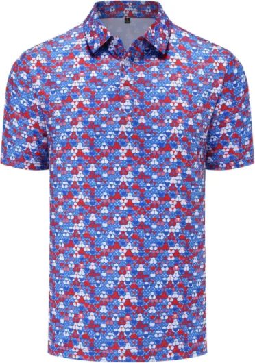 Mens Golf Polo Shirts Short Sleeve Moisture Wicking Dry Fit Performance Casual Funny Golf Polo Shirts for Men Color-4 X-Large