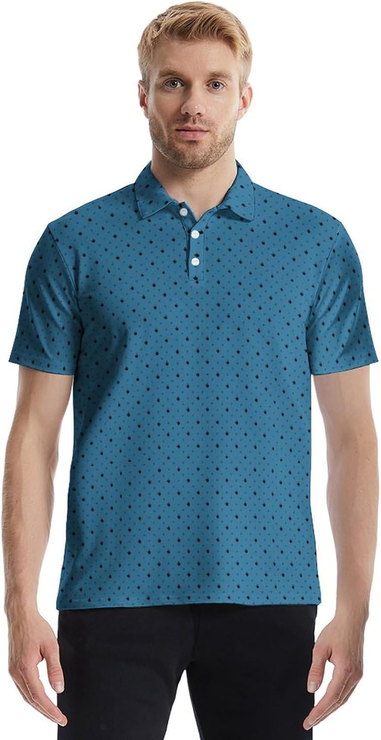 Golf Shirts for Men Funny Polo Short Sleeve Performance Moisture Wicking Quick Dry Mens Hawaiian Polo Shirt Medium Blue-a