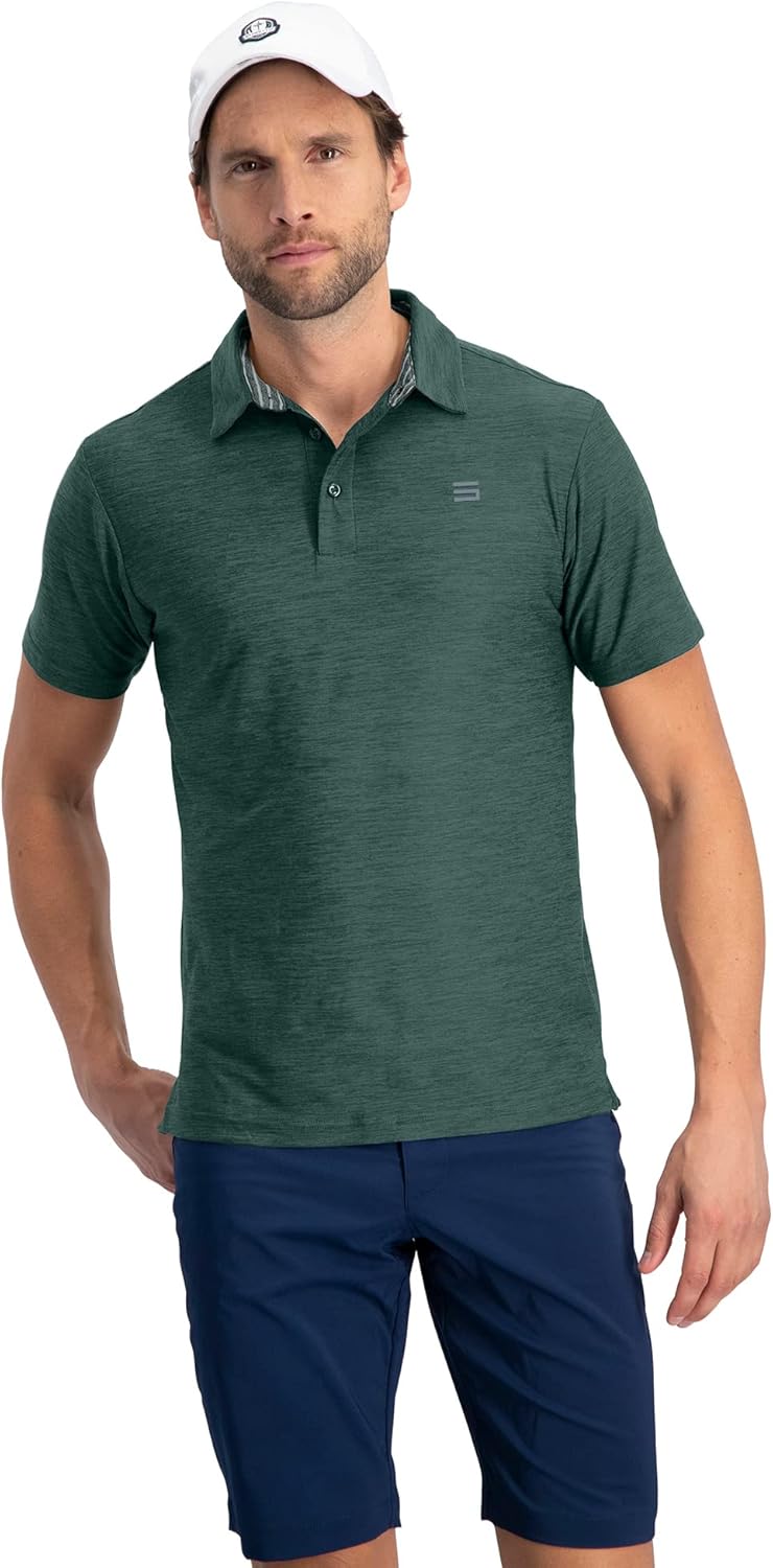 Golf Shirts for Men - Dry Fit Short-Sleeve Polo, Athletic Casual Collared T-Shirt Standard Medium Atlantic Green