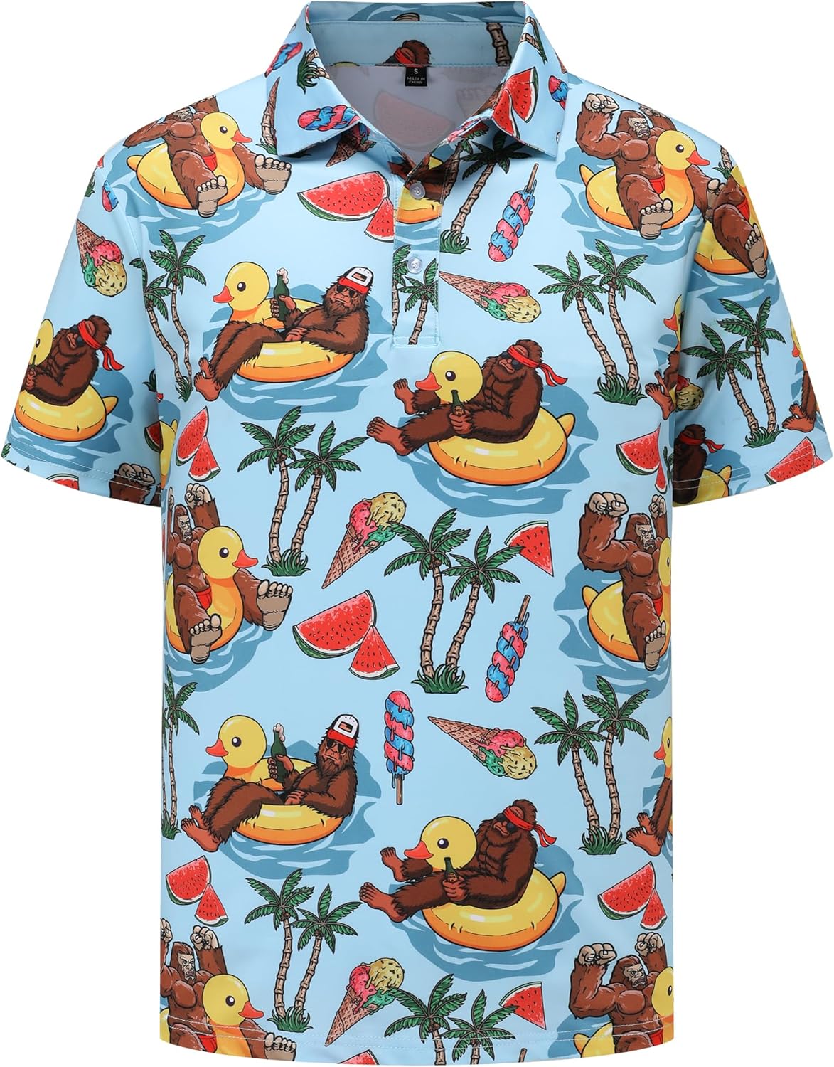 Men's Golf Polo Shirts Short Sleeve Performance Moisture Wicking Quick Dry Golf Polo Shirts for Men Large Duck Pool