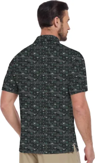 Men's Golf Shirts Short Sleeve Moisture Wicking Performance Print Patterns Casual Collared Golf Polo Shirt for Men Blackish Green X-Large