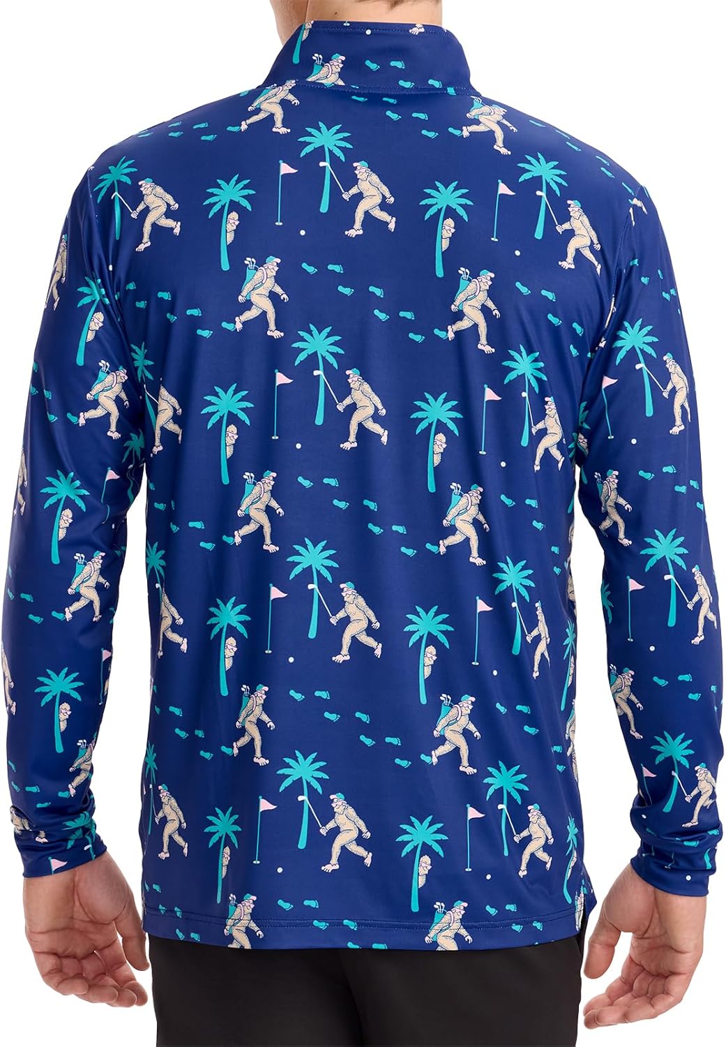 Men's Quarter Zip Golf Pullover - Performance Golf Shirts for Men w/ 4-Way Stretch Moisture Wicking Fabric Navy Bigfoot Bogey X-Large