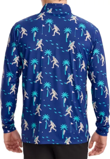 Men's Quarter Zip Golf Pullover - Performance Golf Shirts for Men w/ 4-Way Stretch Moisture Wicking Fabric Navy Bigfoot Bogey X-Large