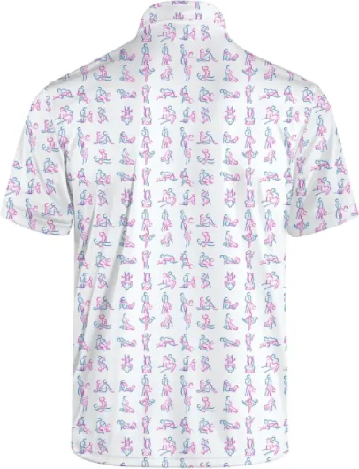 Golf Polo Shirts for Men Funny Print Short Sleeve Golf Shirts Performance Golf Polos Large Funny White