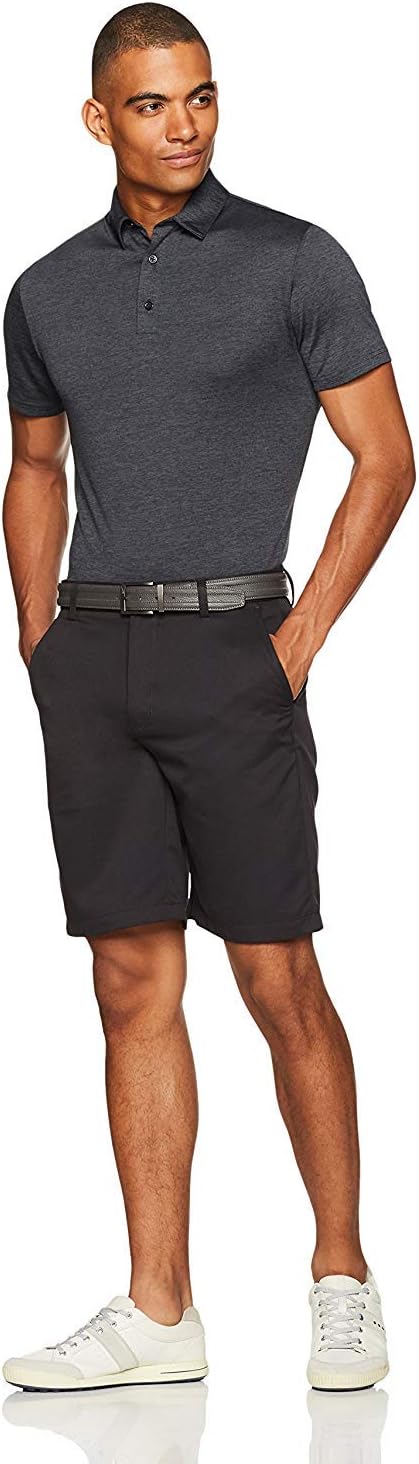 Men's Slim-Fit Quick Dry Tech Stretch Lightweight Golf Polo Shirt Medium Black Heather