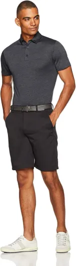 Men's Slim-Fit Quick Dry Tech Stretch Lightweight Golf Polo Shirt Medium Black Heather