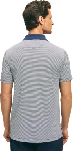Mens Performance Stretch Short Sleeve Mini Stripe Golf Polo Shirt X-Large Navy