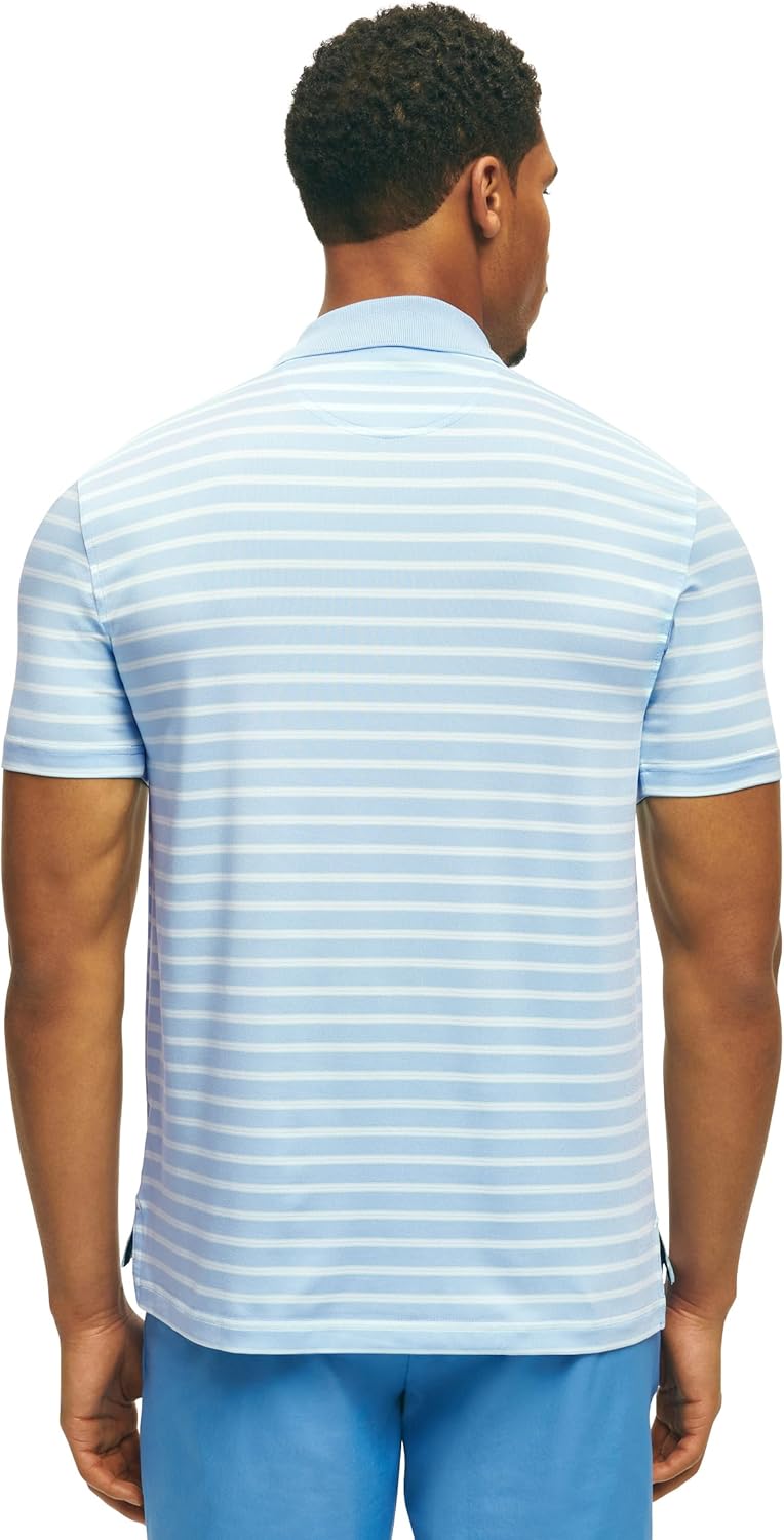 Mens Performance Stretch Short Sleeve Golf Polo Shirt X-Large Blue Multi Stripe