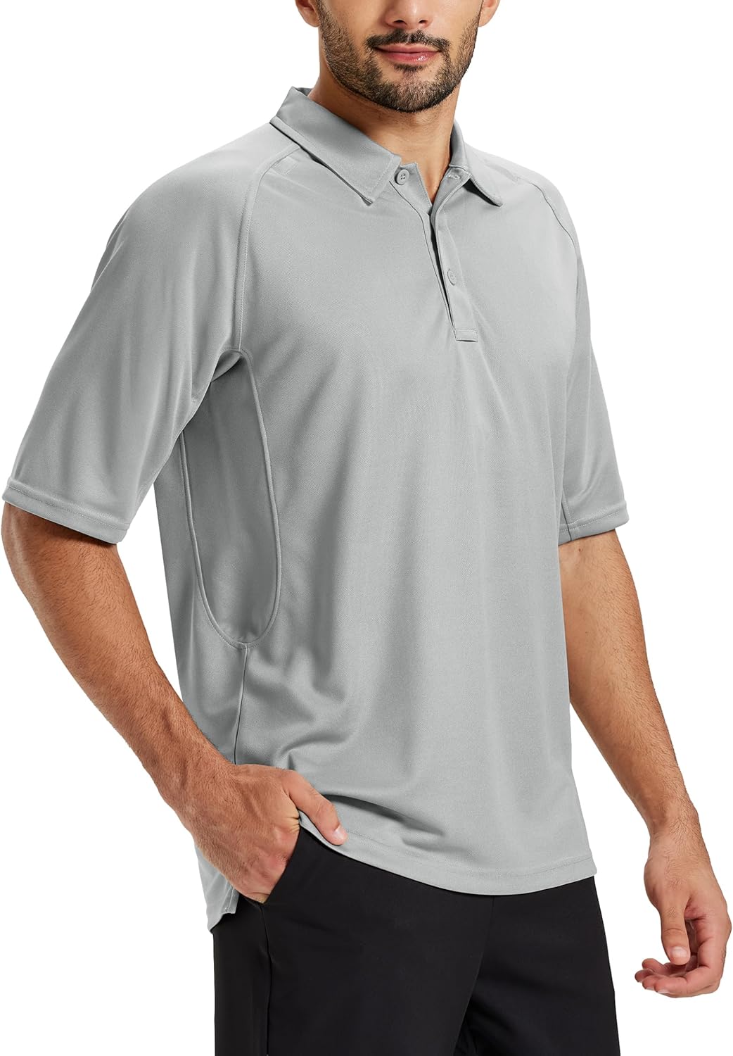 Polo Shirts for Men Short Sleeve Dry Fit Collared Shirt UPF 50+ Performance Work Athletic Tactical Golf Polos Small Lightgrey