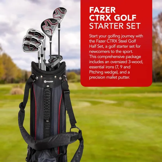 CTRX By American Golf, Golf Clubs Set with Bag, Driver, Fairway Wood, Hybrid, Oversize Irons, Mallet Putter - All-Weather Grips, Carry Bag - For Beginners & Experienced Players CTRX Half Set