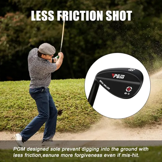 PGM Premium Sand Wedge, Praise Wedge for Men and Women - Easy Flop Shots - Legal for Tournament Games, Quickly Cuts Strokes from Your Short Game 60°- Black Black Left Handed