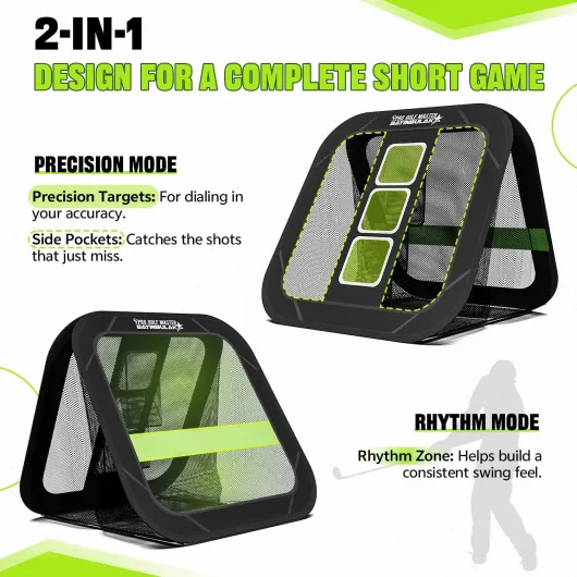 Golf Chipping Practice Net - Men Women Gift- Backyard Driving Practice Artifact- Golf Swing Training Aid 2 in 1 Golf Net