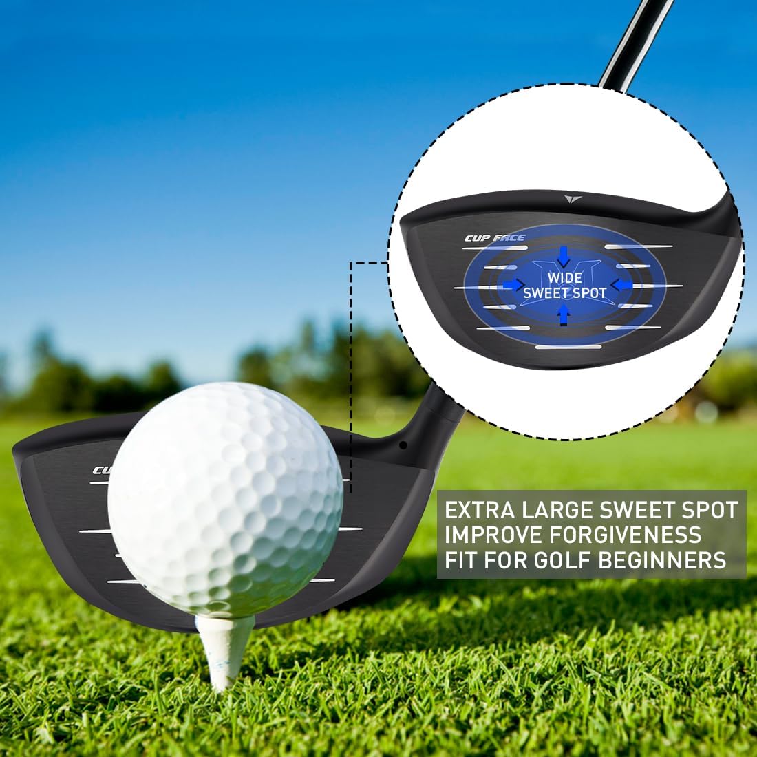 Titanium Golf Driver for Men 460CC Right Handed, Premium Cup Face Design Maximize Ball Distance Black 2.0 10.5 R