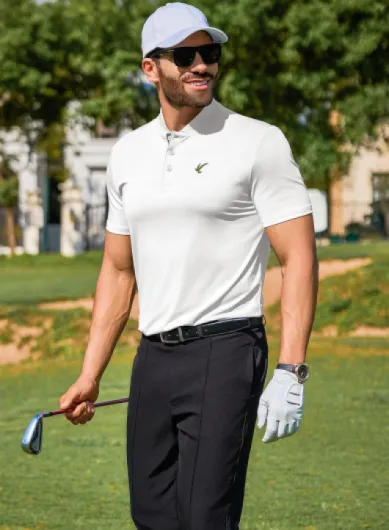 Men's Polo Henley Shirt Moisture Wicking Quick Dry Summer Casual Short Sleeve Golf Polo T Shirts Medium 1 White