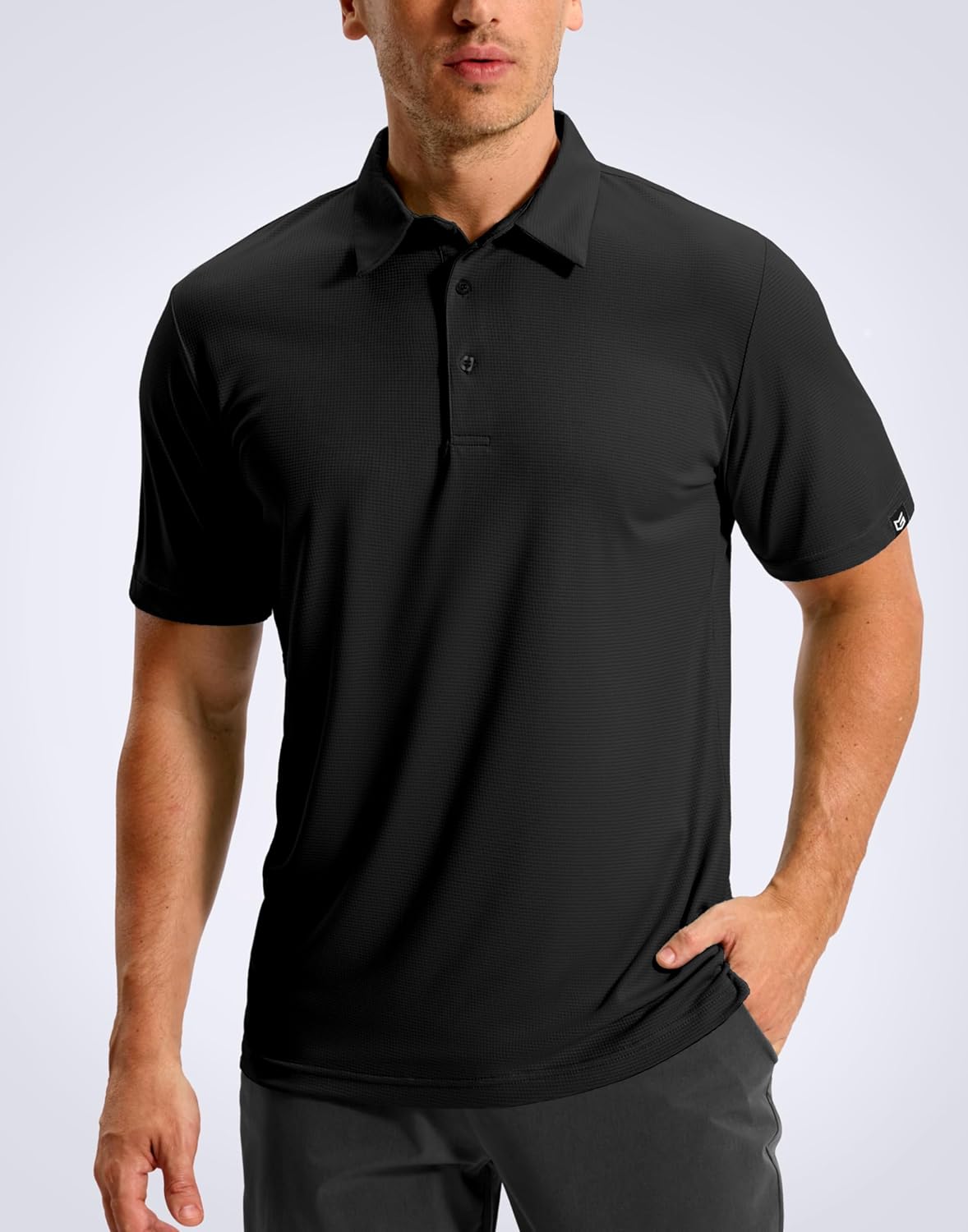 Mens Golf Shirt Short Sleeve Lightweight Dry Fit Moisture Wicking Performance Athletic Summer Collared Polo Shirts for Men Black X-Large