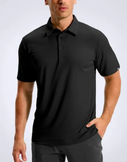 Mens Golf Shirt Short Sleeve Lightweight Dry Fit Moisture Wicking Performance Athletic Summer Collared Polo Shirts for Men Black X-Large