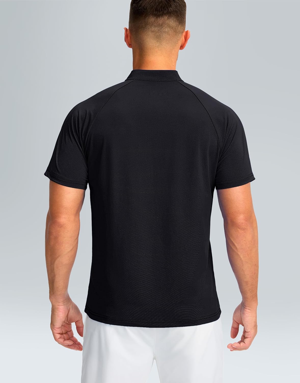 Mens Golf Shirts Collarless Quick Dry Summer Shirt Casual Short Sleeve Moisture Wicking Polo T Shirts Medium Black