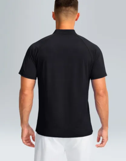 Mens Golf Shirts Collarless Quick Dry Summer Shirt Casual Short Sleeve Moisture Wicking Polo T Shirts Medium Black