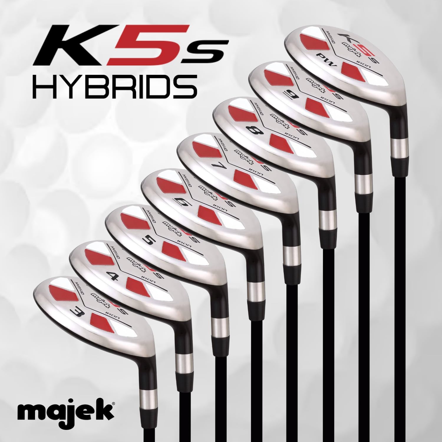 Majek Senior Mens Golf All Hybrid Complete Full Set which Includes #3 4 5 6 7 8 9 PW Senior Flex with Midsize K5s Design High Traction Tech Grips Right Handed Clubs