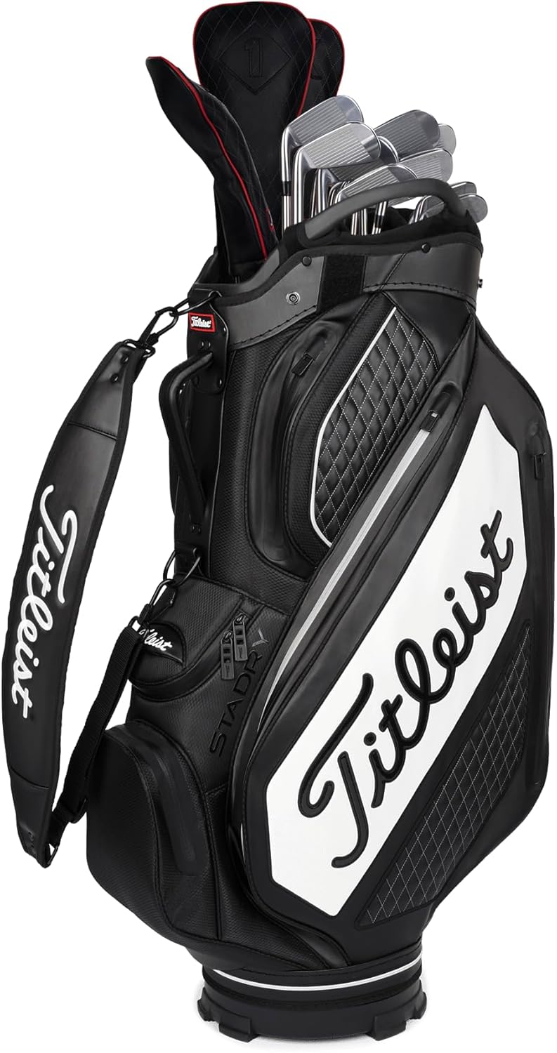 Titleist Tour Series Premium Stand StaDry Golf Bag, Black/White One Size Black/White