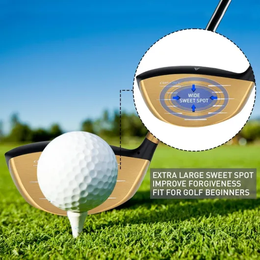 Titanium Golf Driver for Men 460CC Right Handed, Premium Cup Face Design Maximize Ball Distance Gold 2.0 10.5 R