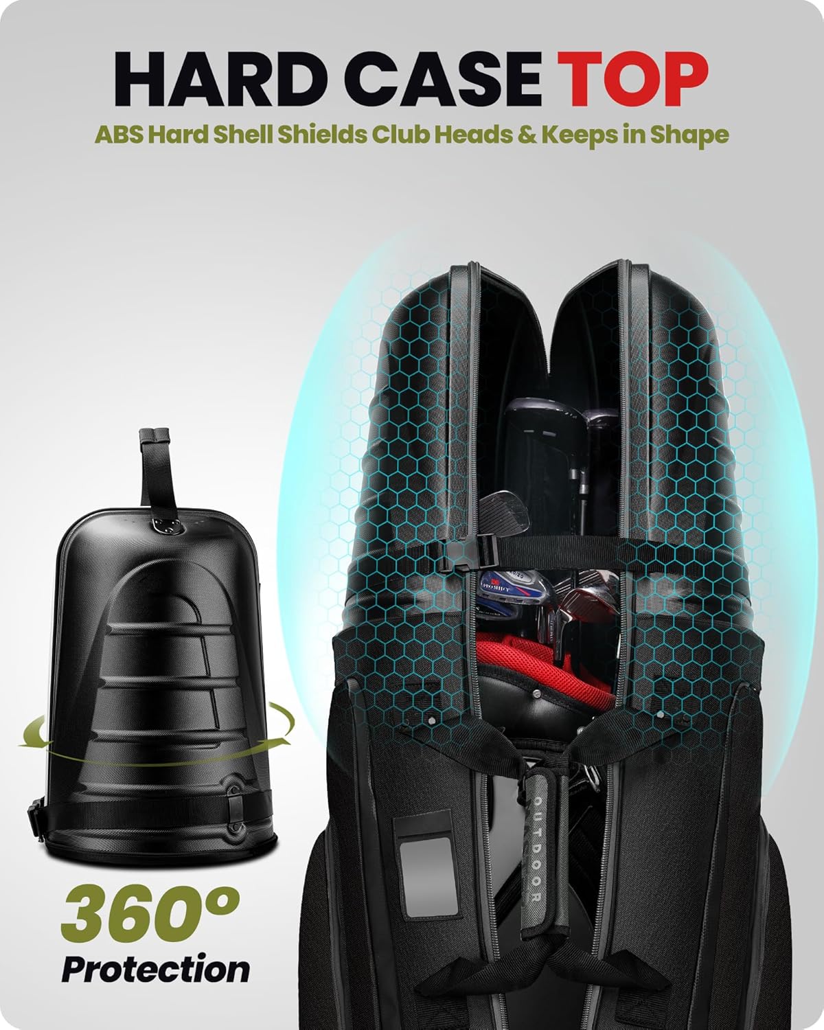 Golf Travel Bags for Airlines with Wheels and Hard Case Top, Protect Golf Clubs, Lightweight and Easy to Maneuver, Upgrade Version Rock Black