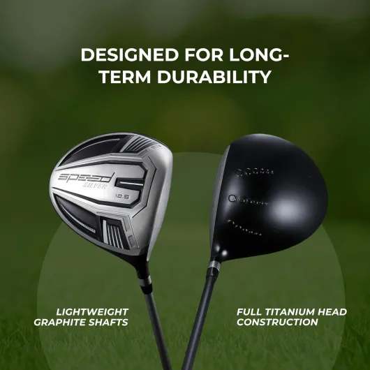 Speed Titanium Driver Golf Club, 10°, 11.5°, 12.5° Loft (Right & Left Handed), Lightweight Graphite Shaft, Oversized Sweet Spot, Aerodynamic, USGA Conforming Mens Golf Driver + Deluxe Headcover Left Silver 12.5° Loft