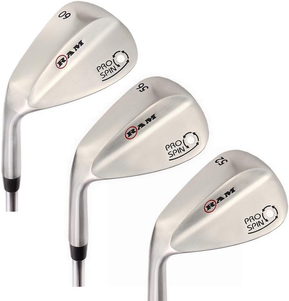 Ram Golf Pro Spin 3 Wedge Set - 52° Gap, 56° Sand, 60° Lob Wedges - Mens Left Hand
