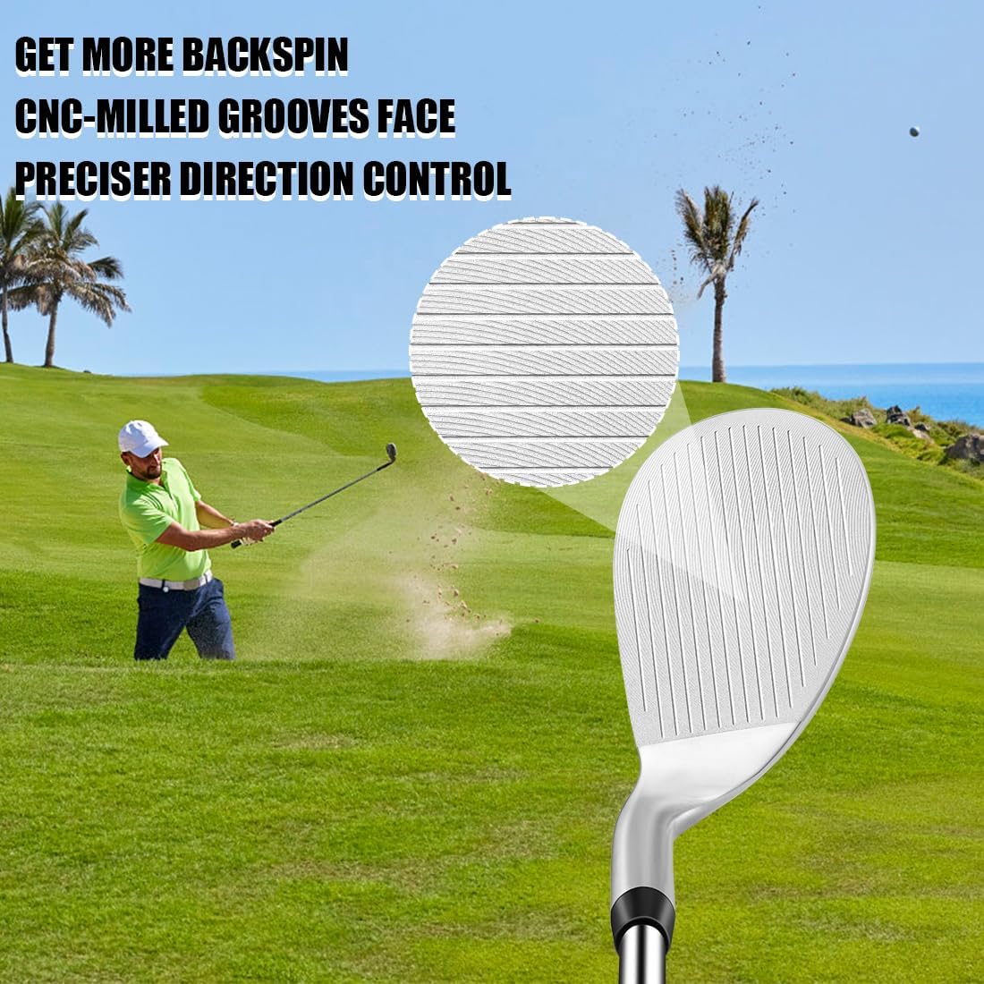 Golf Wedges 68,70,72 Degree Golf Lob Wedge 35 Inch Right Handed, QPQ Black,CNC Milled Face Sand Wedge Golf Club for Men RH 70D Silver