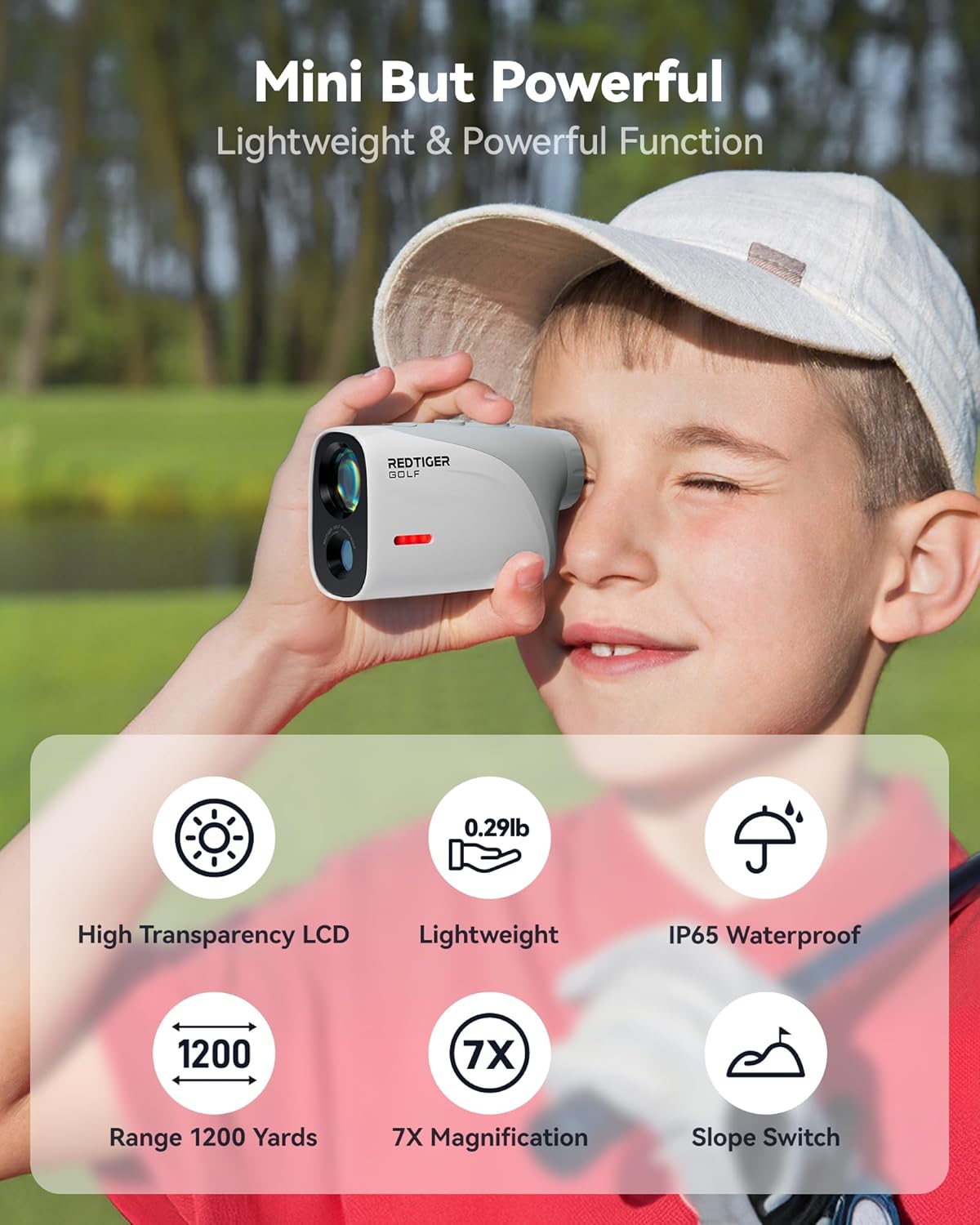Mini Golf Range Finder with 1200 Yards, IP65 Range Finder Golf with Slope Switch, 7X Magnification, Magnetic & Rechargeable Rangefinder, Flag Pole Lock Vibration White